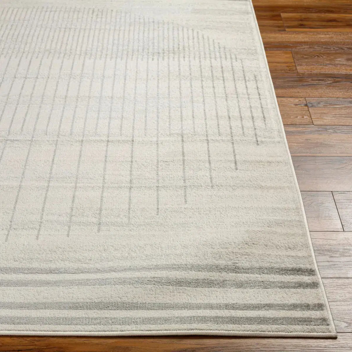 Tapis SURYA Enso scandinave, motif de lignes graphiques grises sur fond ivoire, vue 2