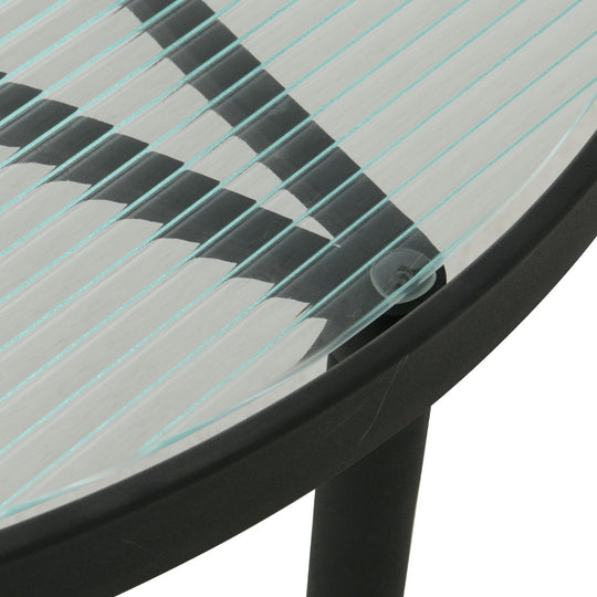 Table basse Eris en métal noir et verre ondulé
