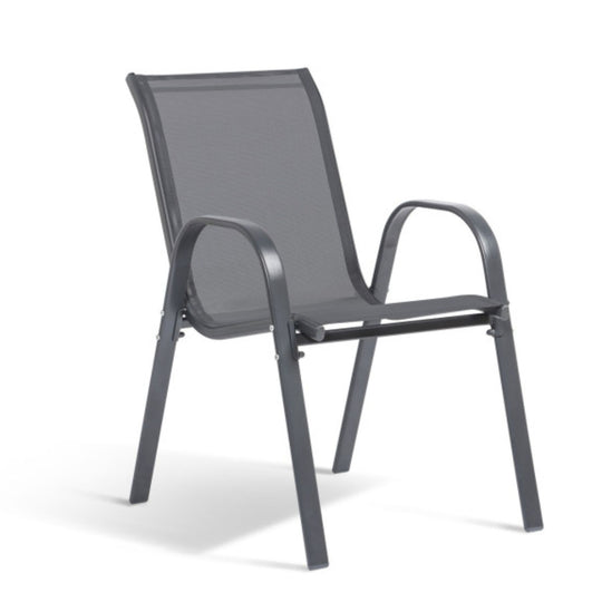 Lot de 6 chaises de jardin en acier Gris