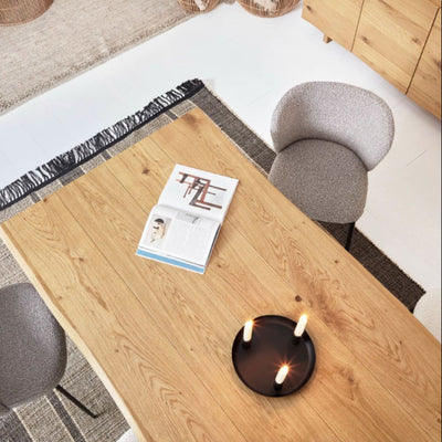 Table Lotty en contreplaqué de chêne finition naturelle et pieds en verre 180 x 100 cm Kave Home