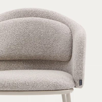 Lot de 4 chaises Idaira en tissu chenille épais et pieds en acier beige Kave Home