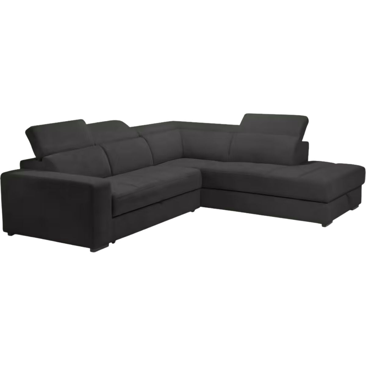 ALINEA Canapé Origano d'angle droit convertible avec coffre en tissu doux - gris ardoise