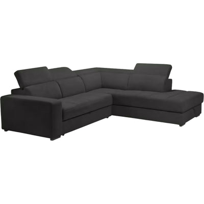 ALINEA Canapé Origano d'angle droit convertible avec coffre en tissu doux - gris ardoise