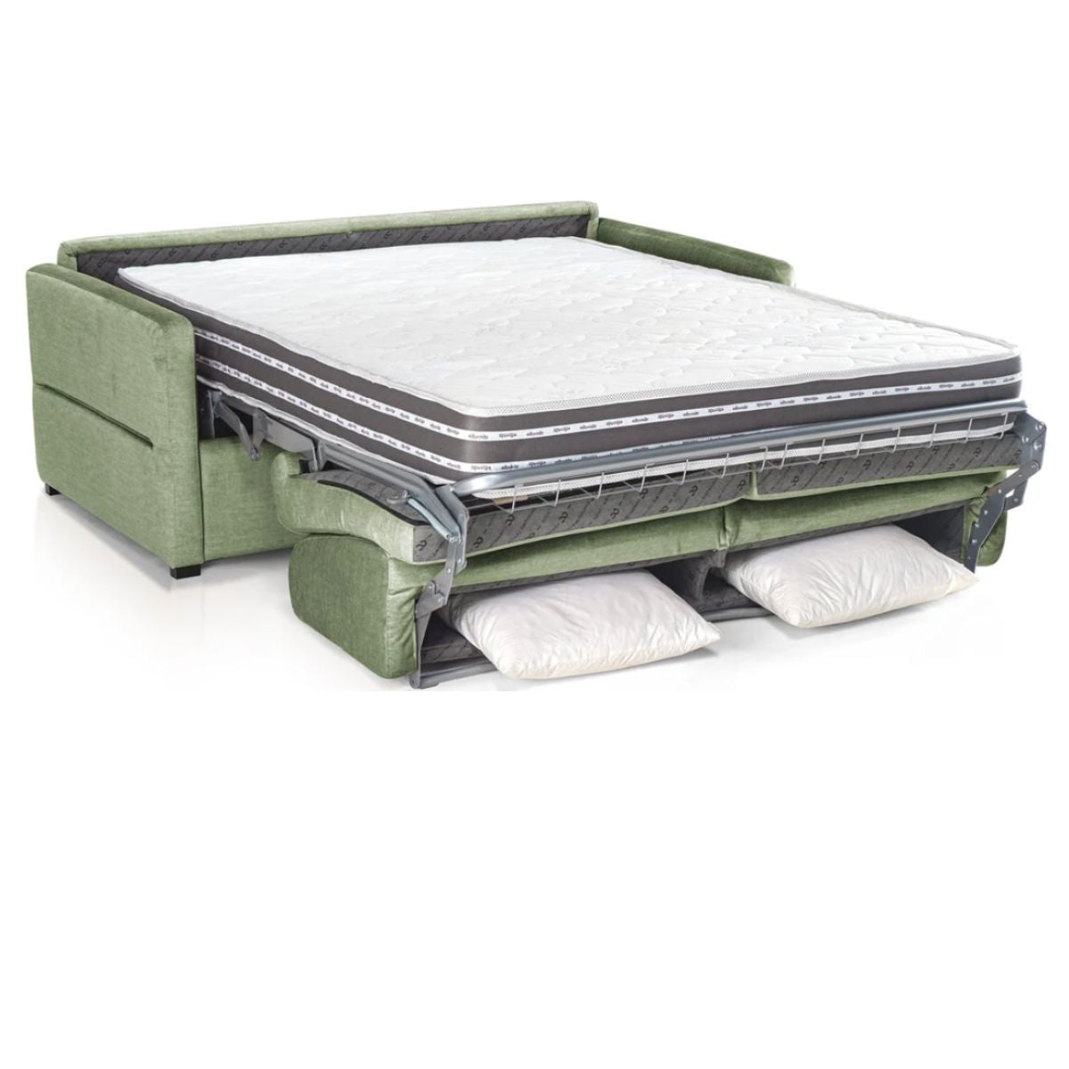 Canapé convertible 4 places en velours déperlant Kaki- Convertible Center