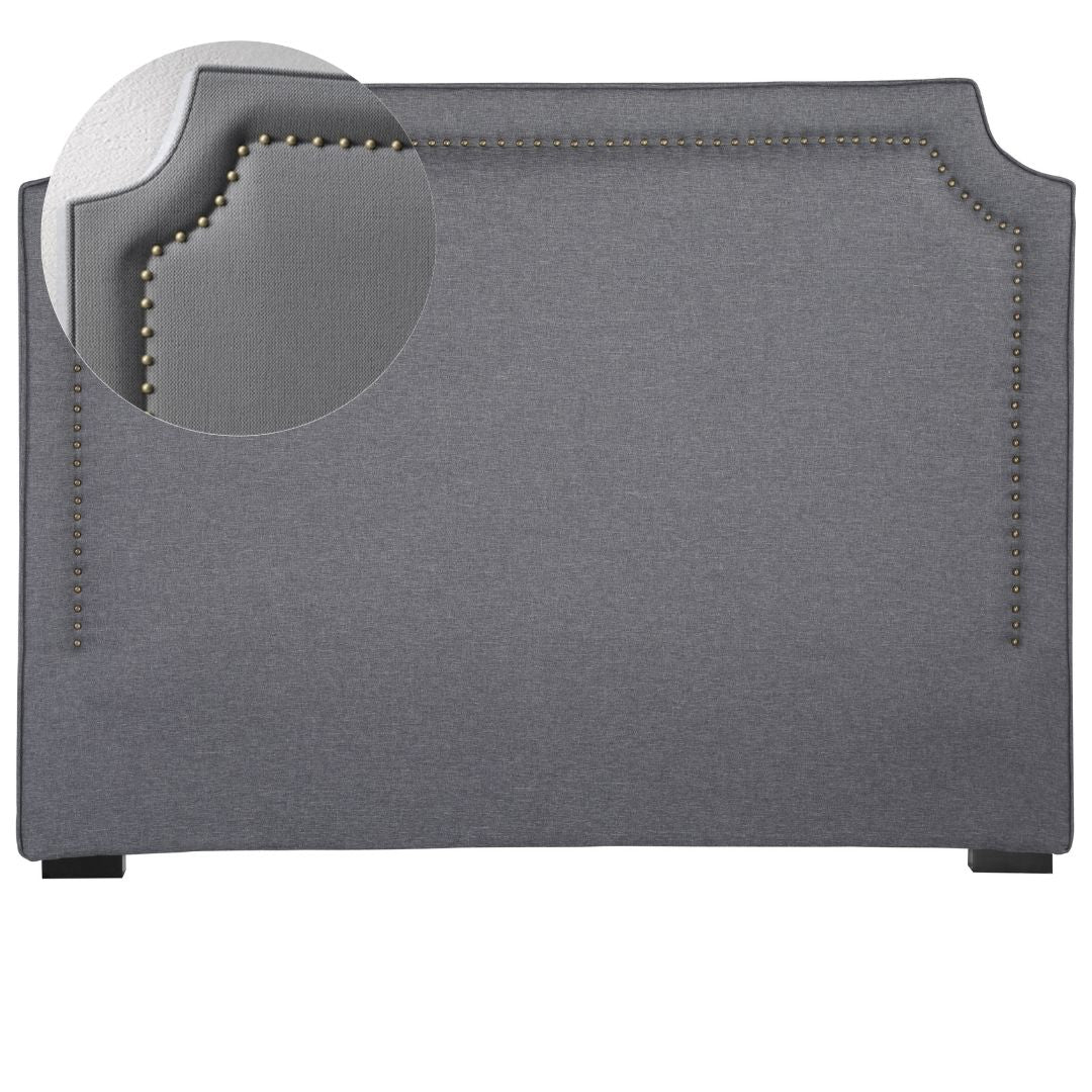 Tête de lit 140cm en bois massif tissu gris clair