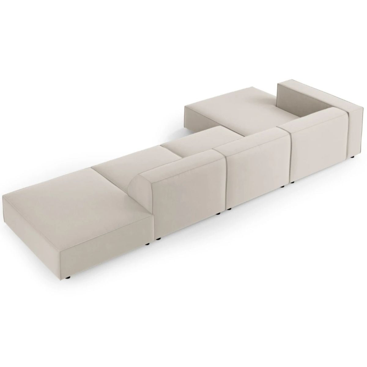 Canapé D'angle Gauche Arendal 5 Places En Velours Écru- Cosmopolitan Design