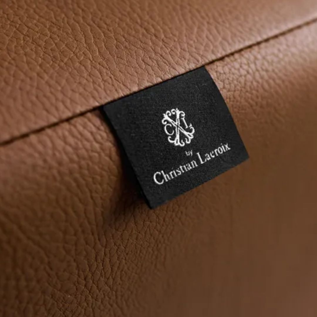 Canapé CHRISTIAN LACROIX "camille" 3 Places En Cuir Véritable Marron- Léger défaut