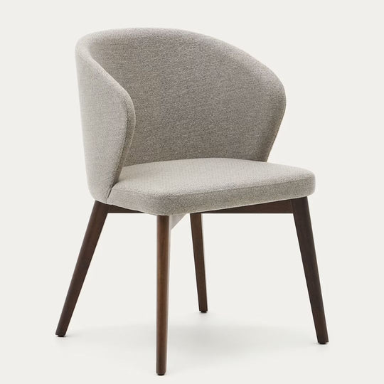 KAVE HOME- Lot de 2 chaises Darice en tissu chenille marron et bois de hêtre, finition noyer FSC 100 %