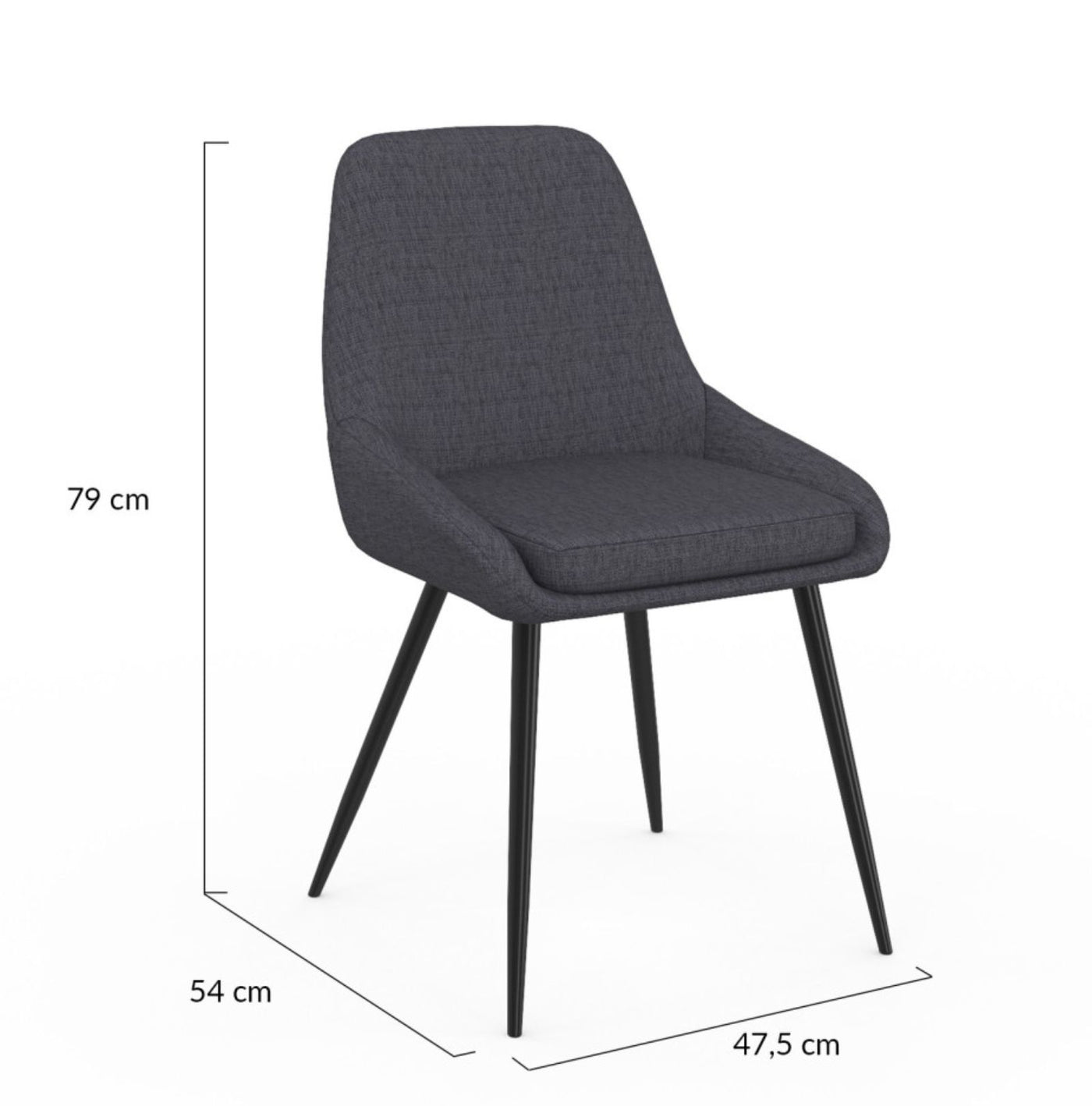 Lot de 4 chaises Ornella gris foncé