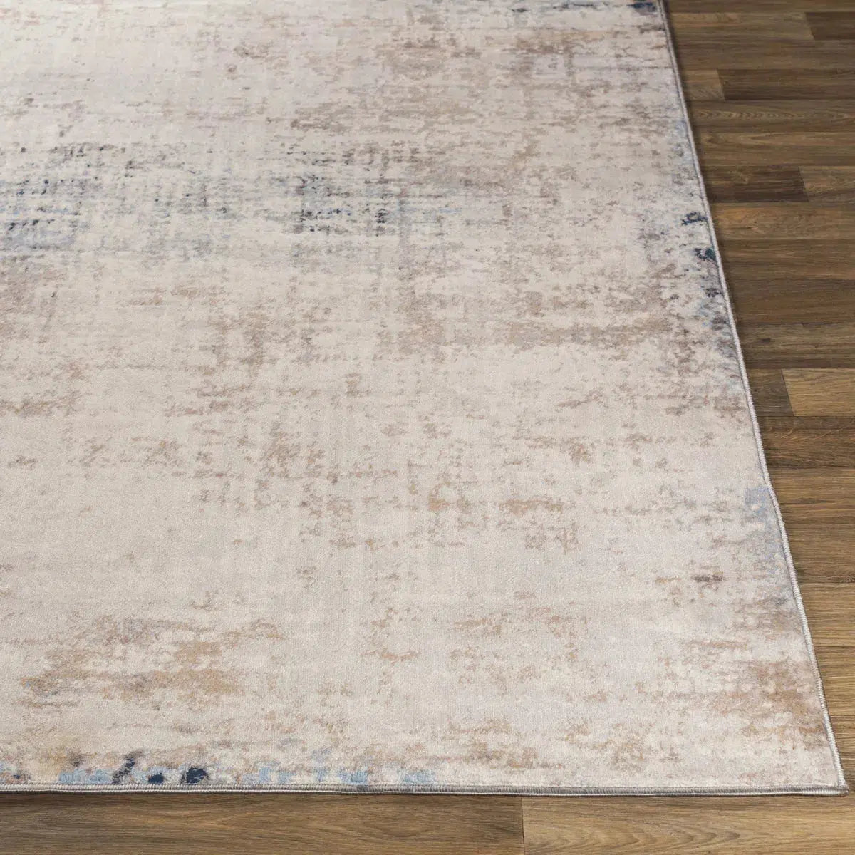 Tapis SURYA Alix moderne, motif abstrait effet patiné ivoire, taupe, gris et bleu foncé, vue 3