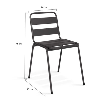 Lot de 6 chaises de jardin acier gris