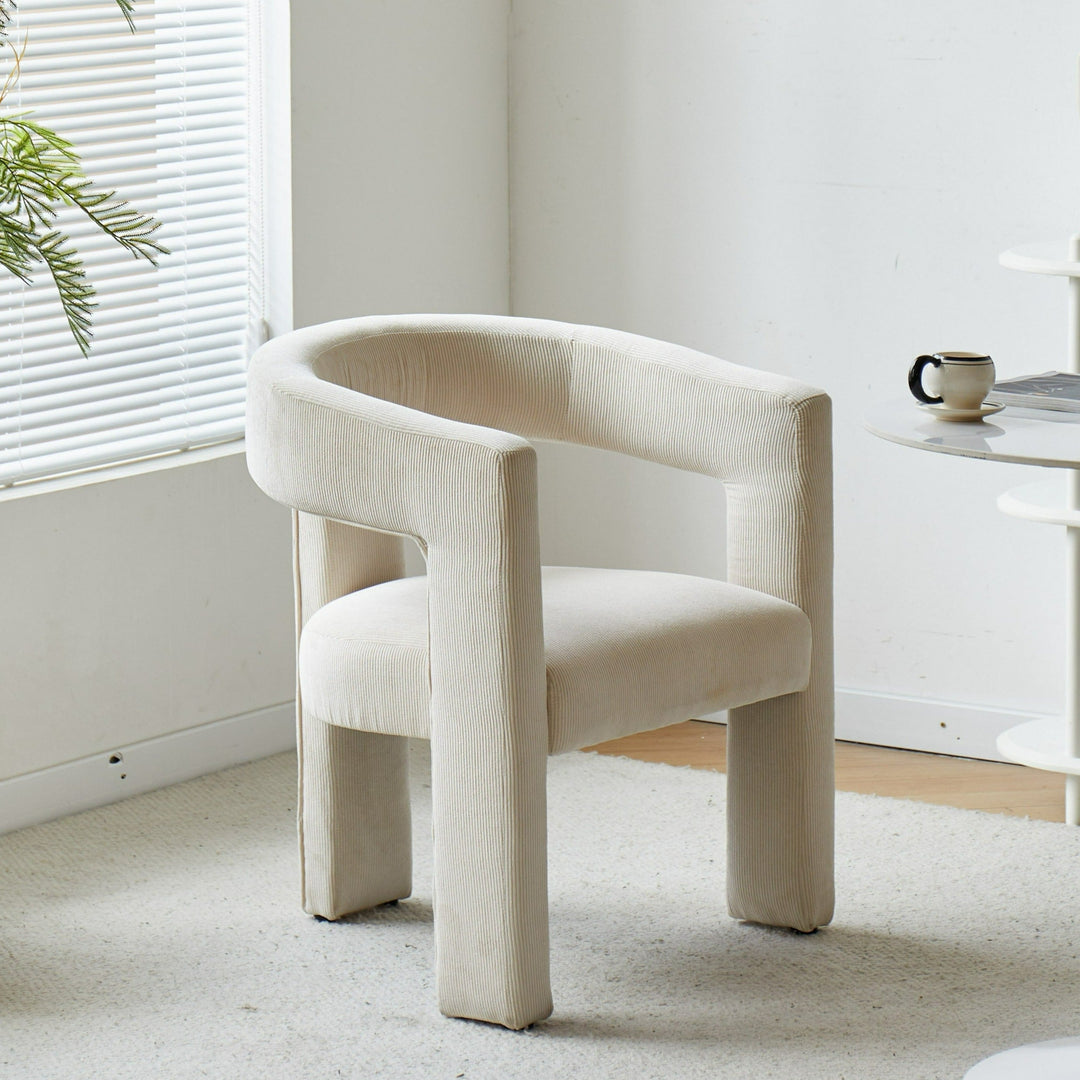 Fauteuil Nordlys en velours côtelé beige ARUSHA