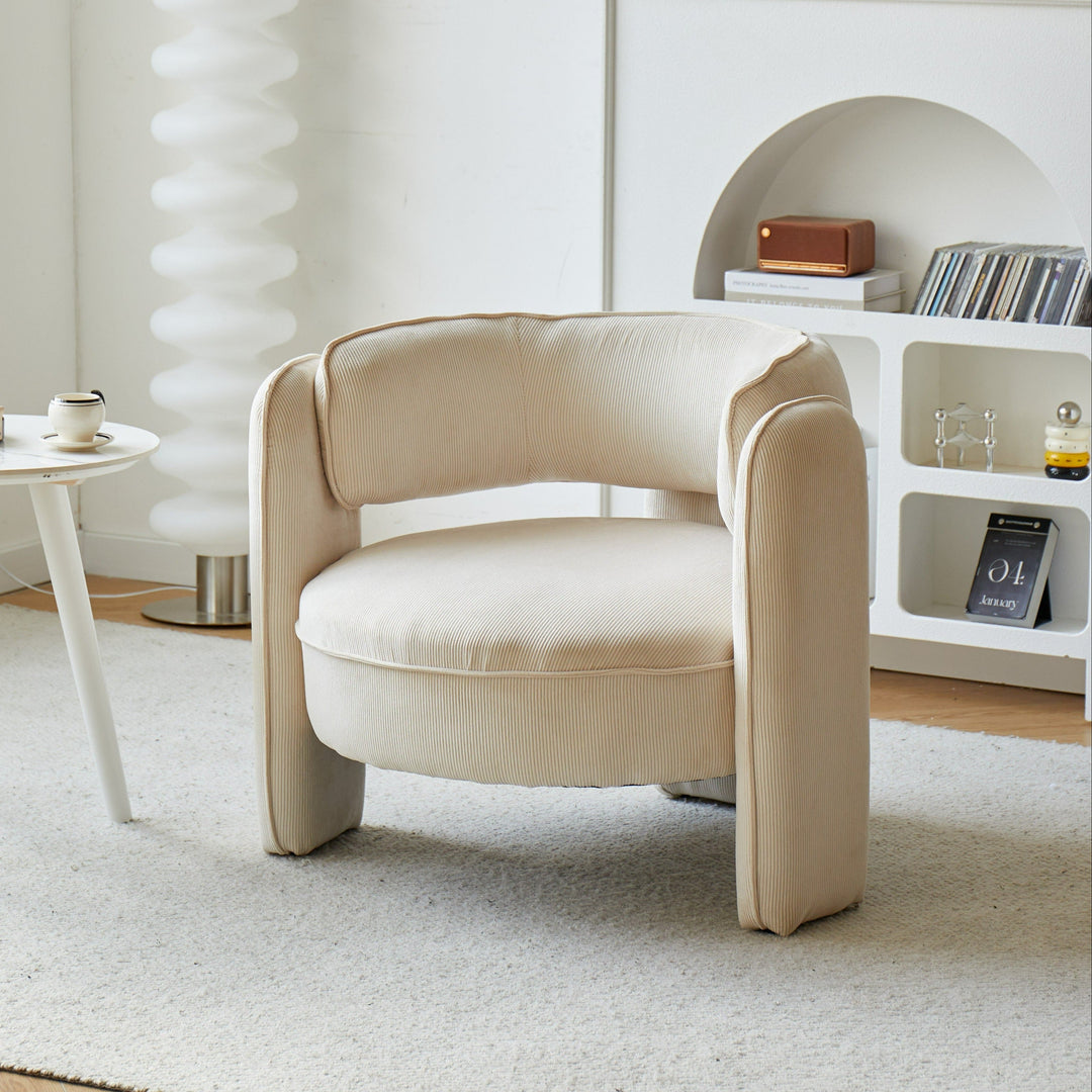 Fauteuil de salon Nordlys en velours côtelé beige BANGUI