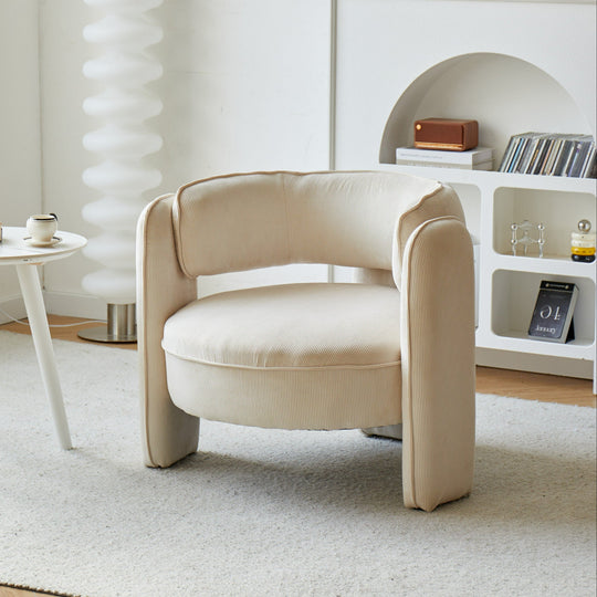 Fauteuil de salon Nordlys en velours côtelé beige BANGUI