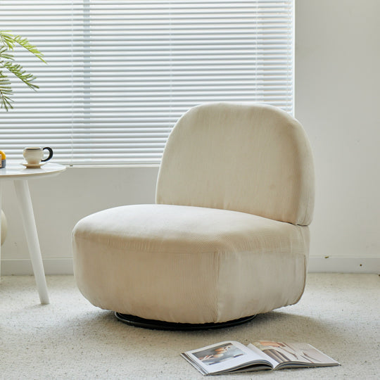 Fauteuil de salon pivotant Nordlys en velours côtelé beige KAMPALA