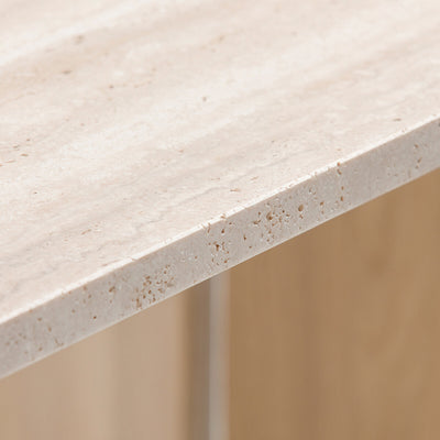 Table travertin chêne massif blanchi, Mindo AM.PM