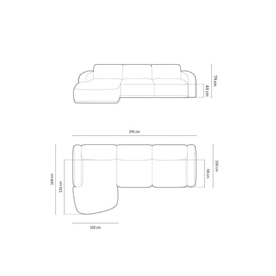 Canapé angle gauche ERIN Micadoni 4 Places Bleu foncé