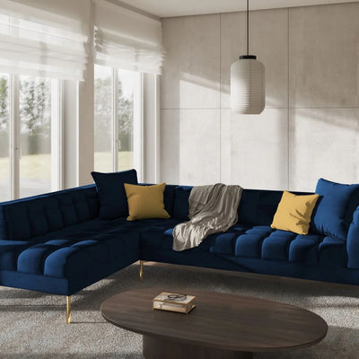 Canapé angle gauche KAROO Micadoni 5 places bleu roi