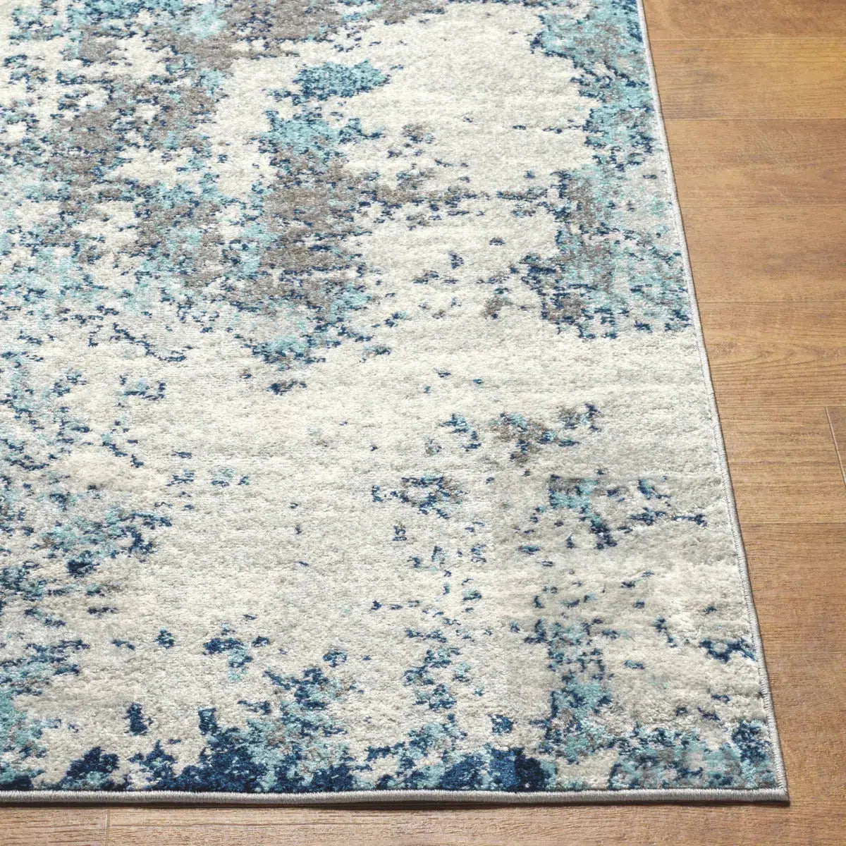 Tapis SURYA Sarah moderne, motif abstrait effet aquarelle bleu, gris et blanc, vue 4