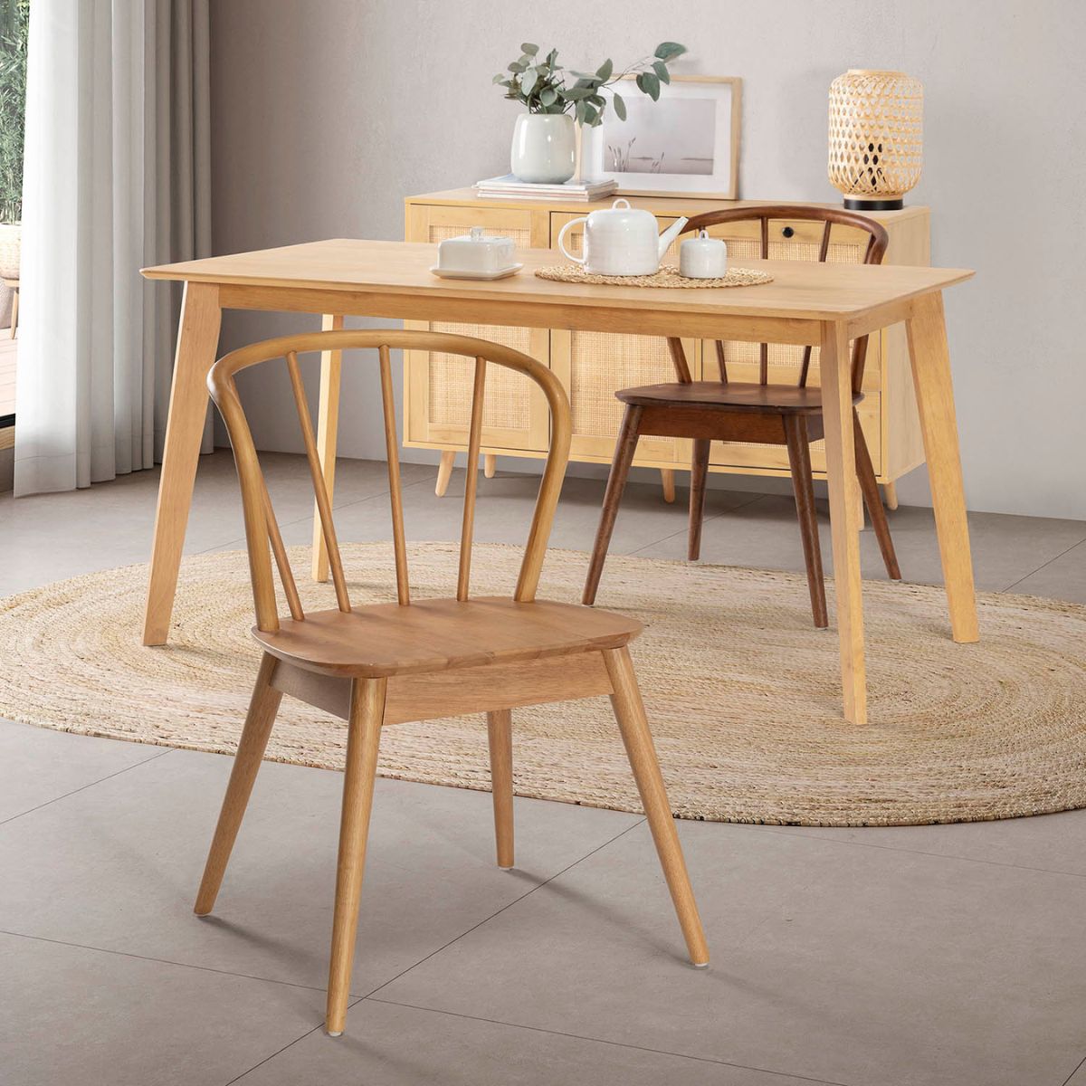 Lot de 2 chaises en bois massif couleur chêne Brisa