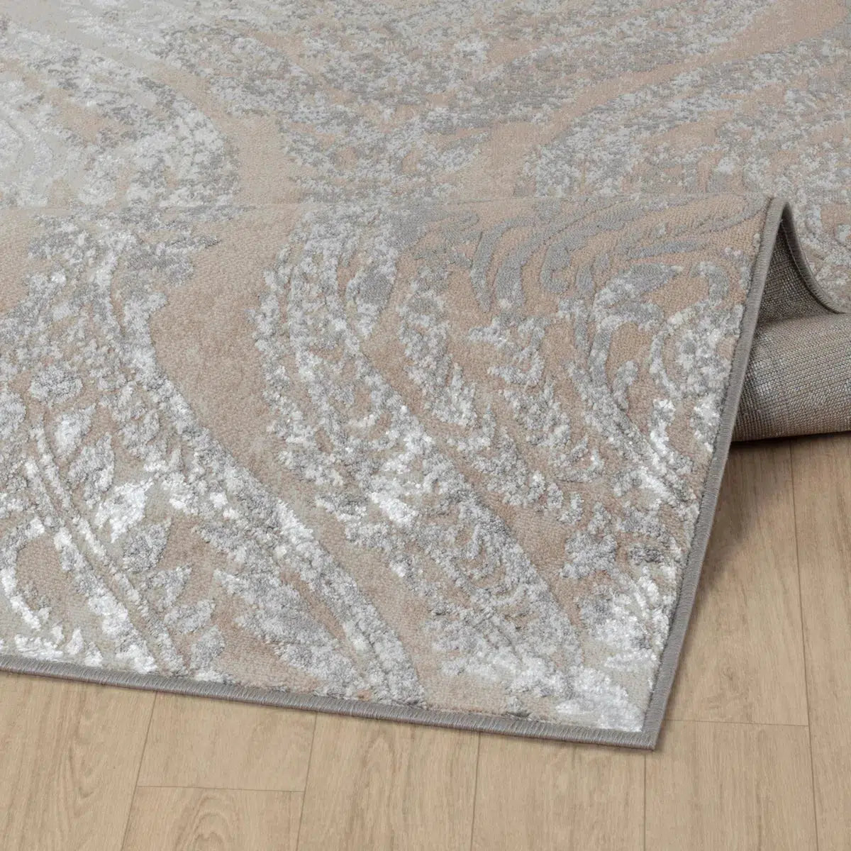 Tapis SURYA Ingrid oriental, motif volutes effet usé beige et gris, vue 4