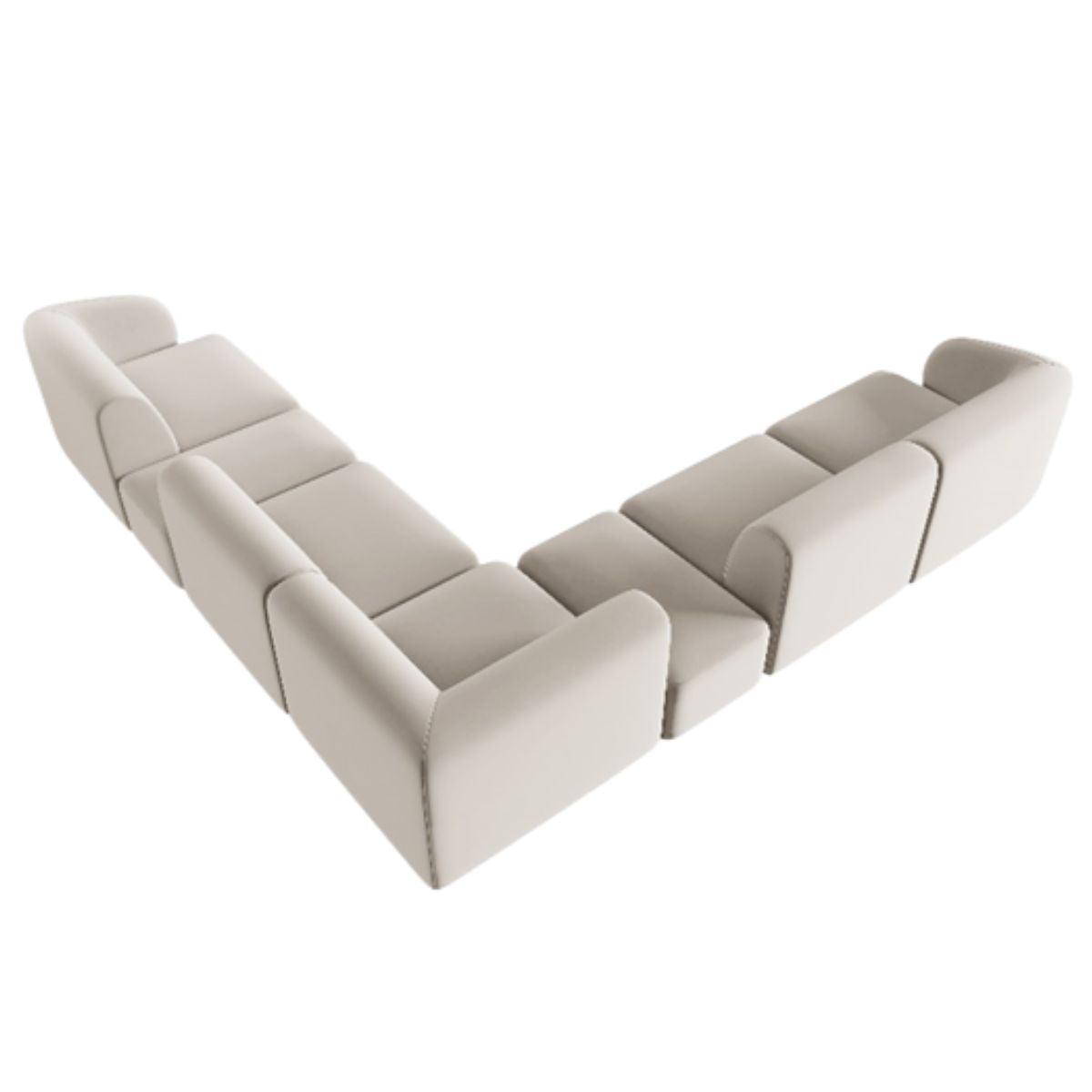 Canapé d’angle Micadoni modulable Shane 7 places en velours beige