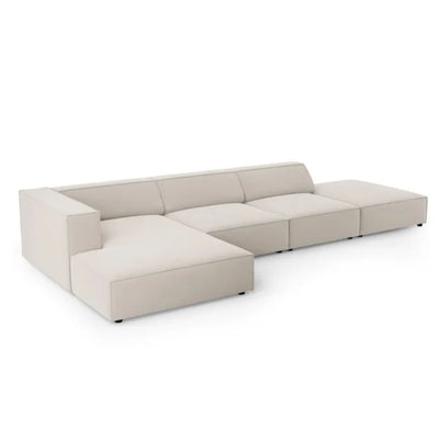 Canapé D'angle Gauche Arendal 5 Places En Velours Écru- Cosmopolitan Design