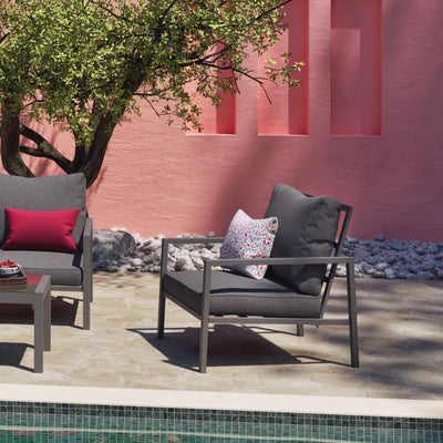 Salon de Jardin Bas en Aluminium Gris 4 pièces Canberra HYBA