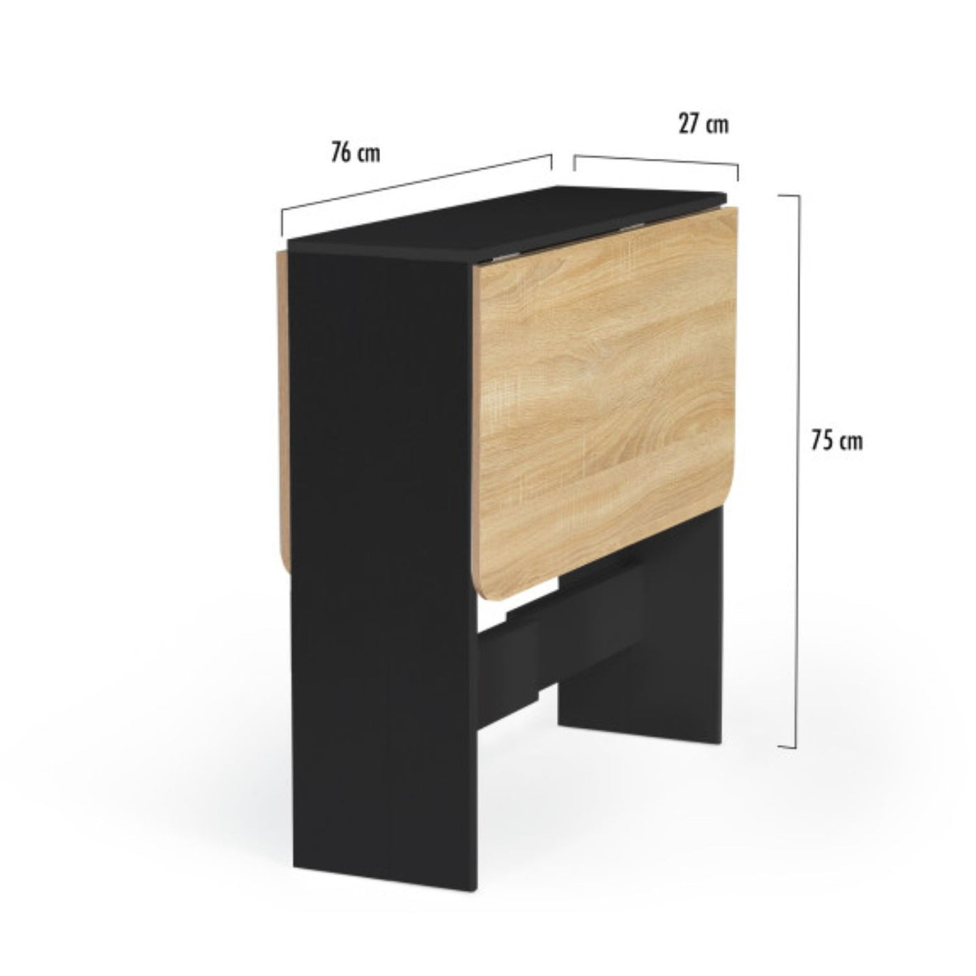Table console pliable Andy noir/hetre