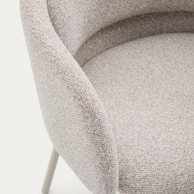 Lot de 4 chaises Idaira en tissu chenille épais et pieds en acier beige Kave Home