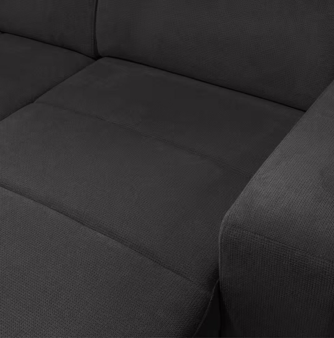 ALINEA Canapé Origano d'angle gauche convertible avec coffre en tissu doux - gris ardoise