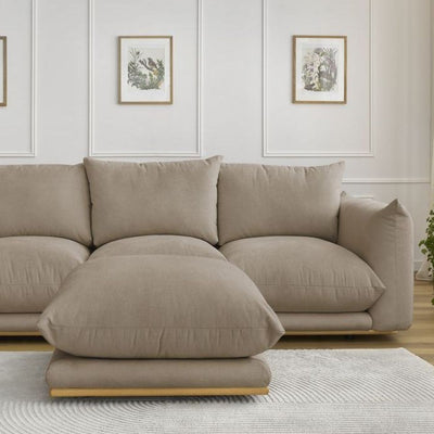 Canapé BOBOCHIC droit fixe 3 places ERNEST avec pouf taupe
