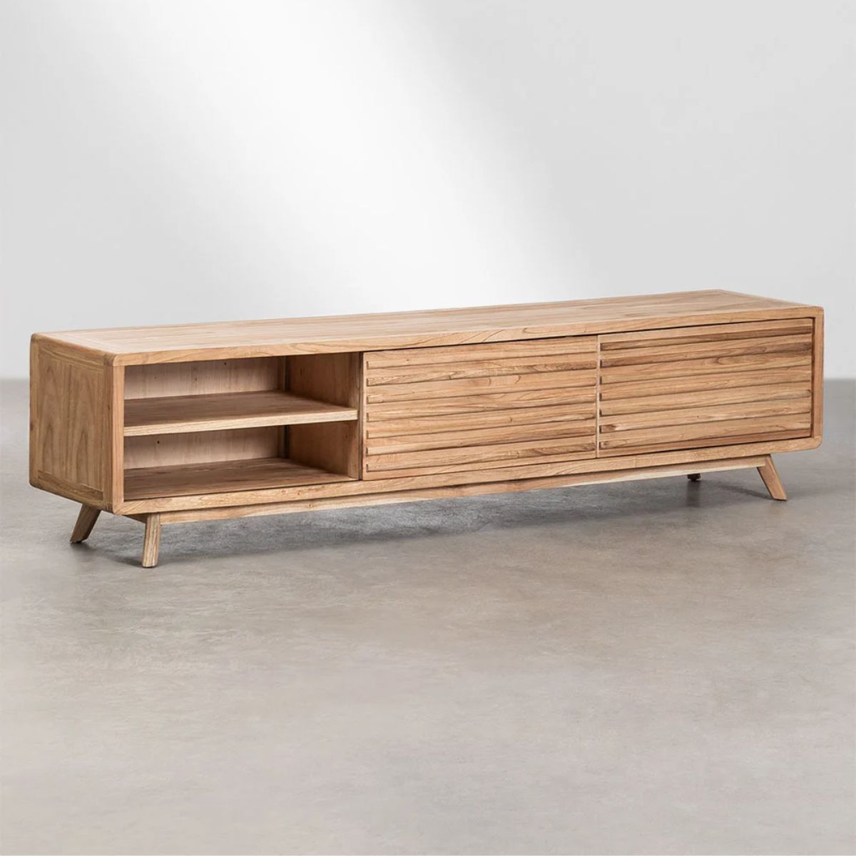 Meuble TV SKLUM Deleyna en bois clair 200cm