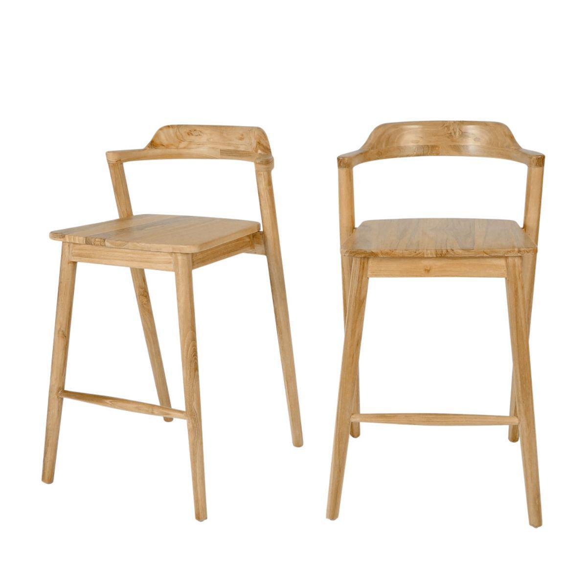 Lot de 2 tabourets de bar DRAWER Joko en teck H75cm