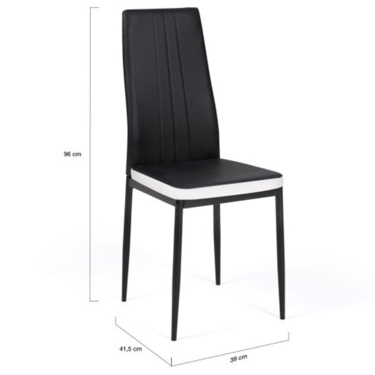 Lot de 4 chaises Jodie Noir/Blanc