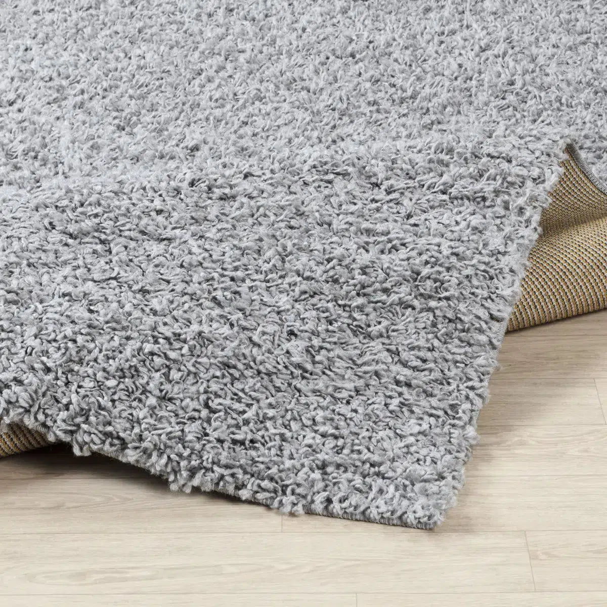 Tapis SURYA Lilly shaggy rond, poils longs unis, gris clair, vue 5