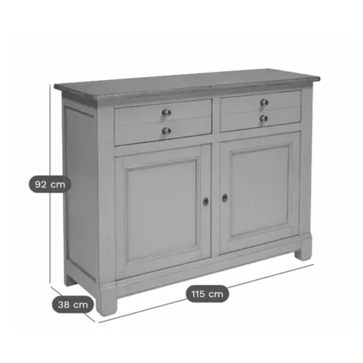 CAMIF- Desserte bois massif 2 portes 2 tiroirs Embellie