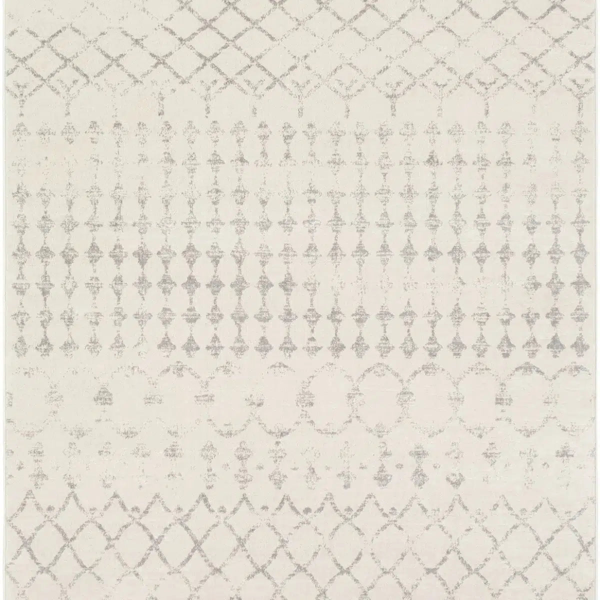 Tapis SURYA Sofia berbère, motif treillis de losanges gris sur fond blanc cassé, vue 5
