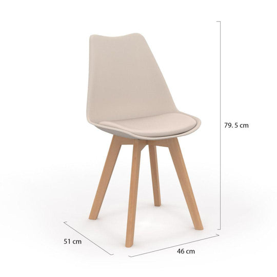Lot de 6 chaises scandinaves Nordia beige