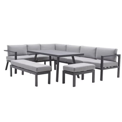 Salon d'angle en aluminium anthracite 10 personnes Naxos II NATERIAL Leroy Merlin