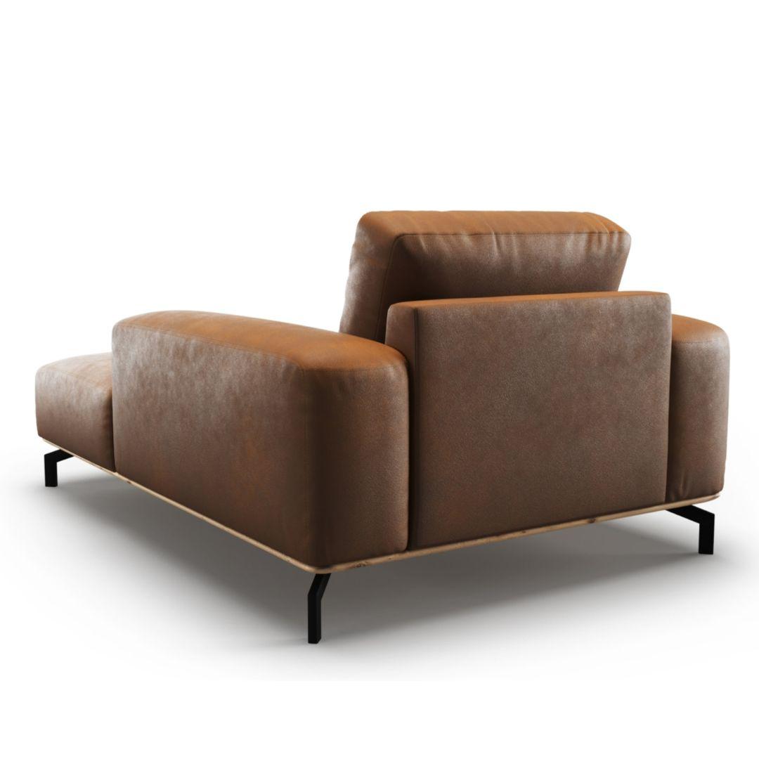 Méridienne "Marc" en cuir véritable marron by Christian LACROIX