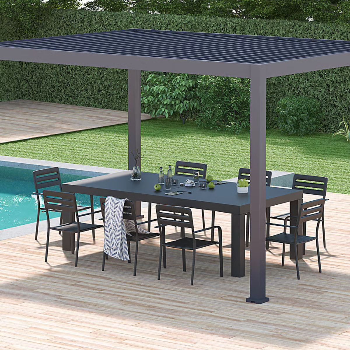 Pergola Bioclimatique Chalet & Jardin 3x4 m – Gris Anthracite