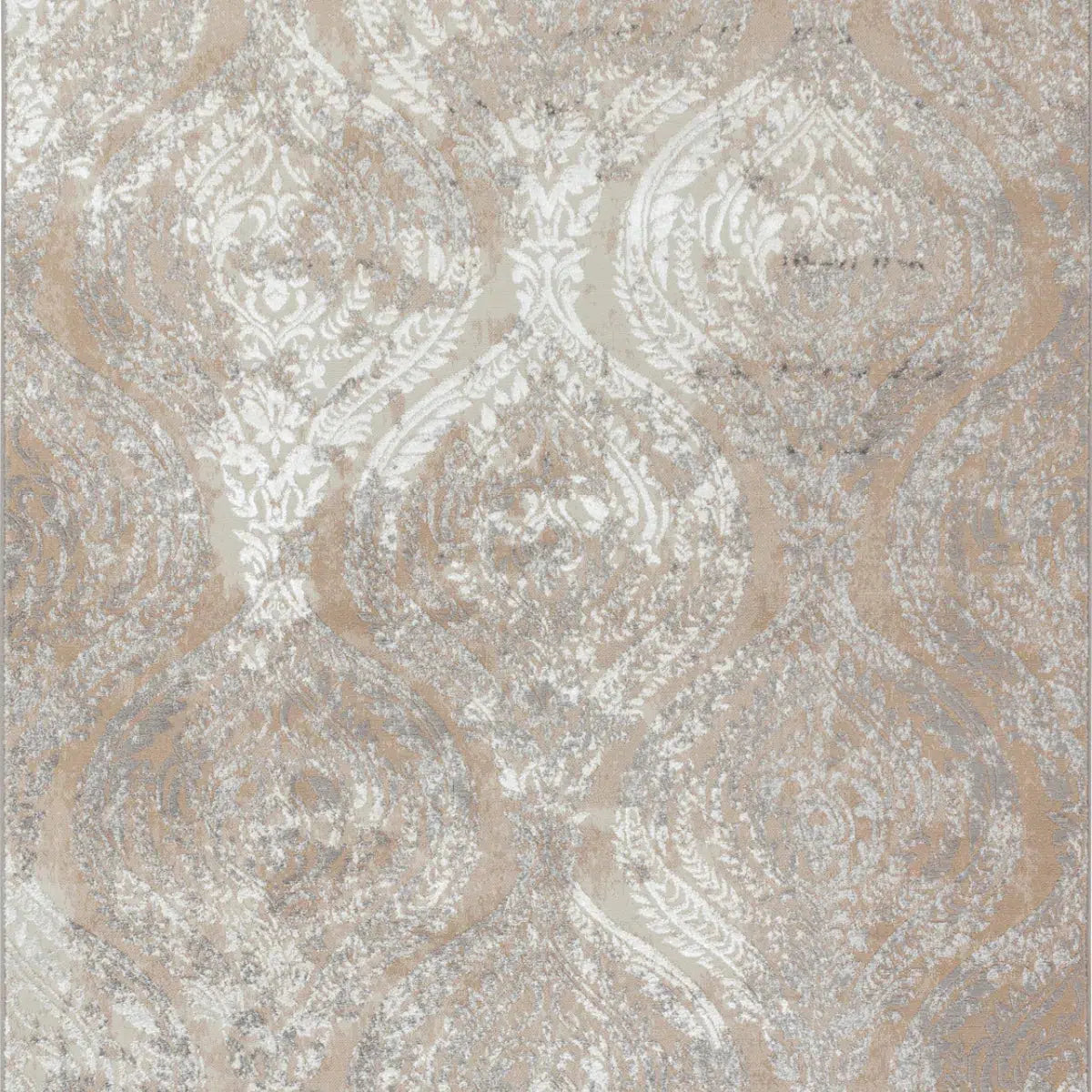 Tapis SURYA Ingrid oriental, motif volutes effet usé beige et gris, vue 5