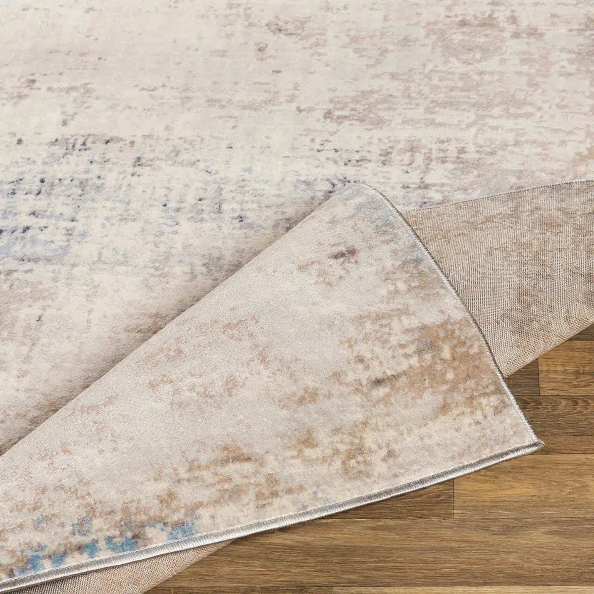 Tapis SURYA Alix moderne, motif abstrait effet patiné ivoire, taupe, gris et bleu foncé, vue 5