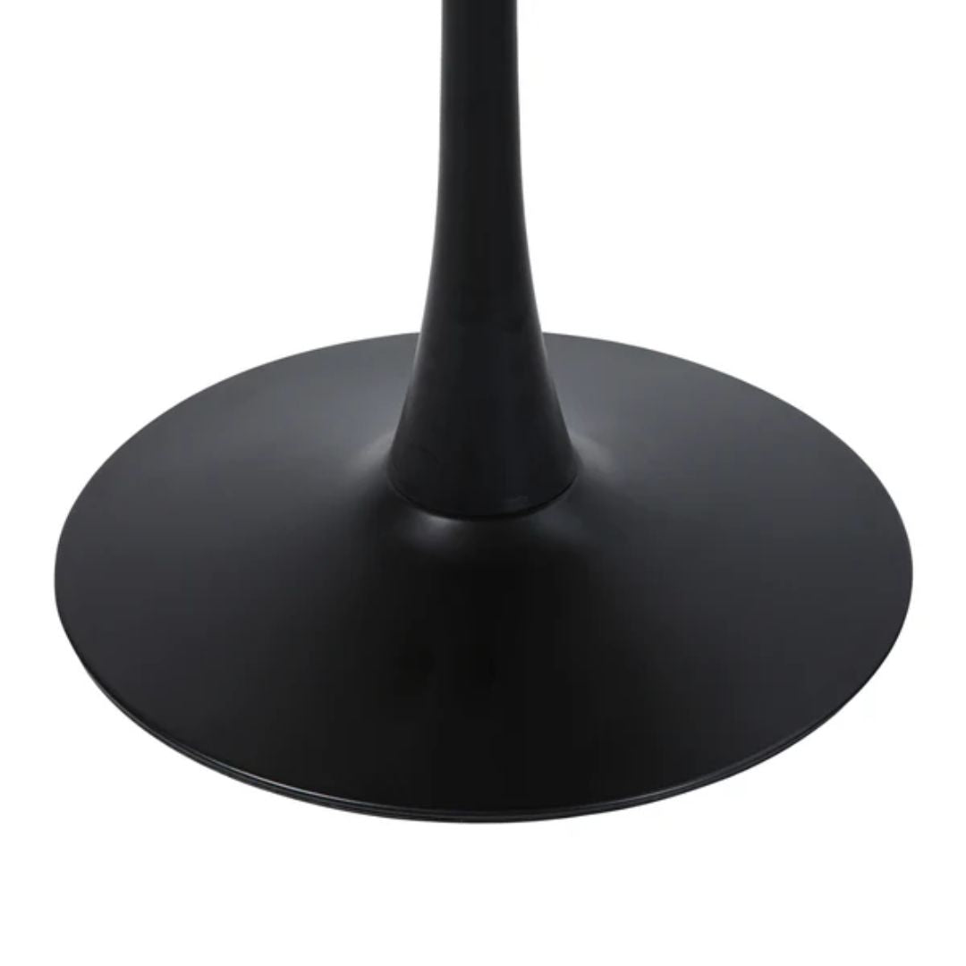 Table à manger ronde - SENHO - TULIPS - Finition laquée mate noire - Base en métal - 100 cm