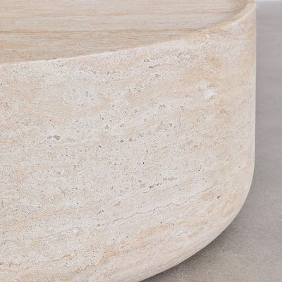 Table basse ronde SKLUM Ø80 cm en aspect ciment travertin Darwys