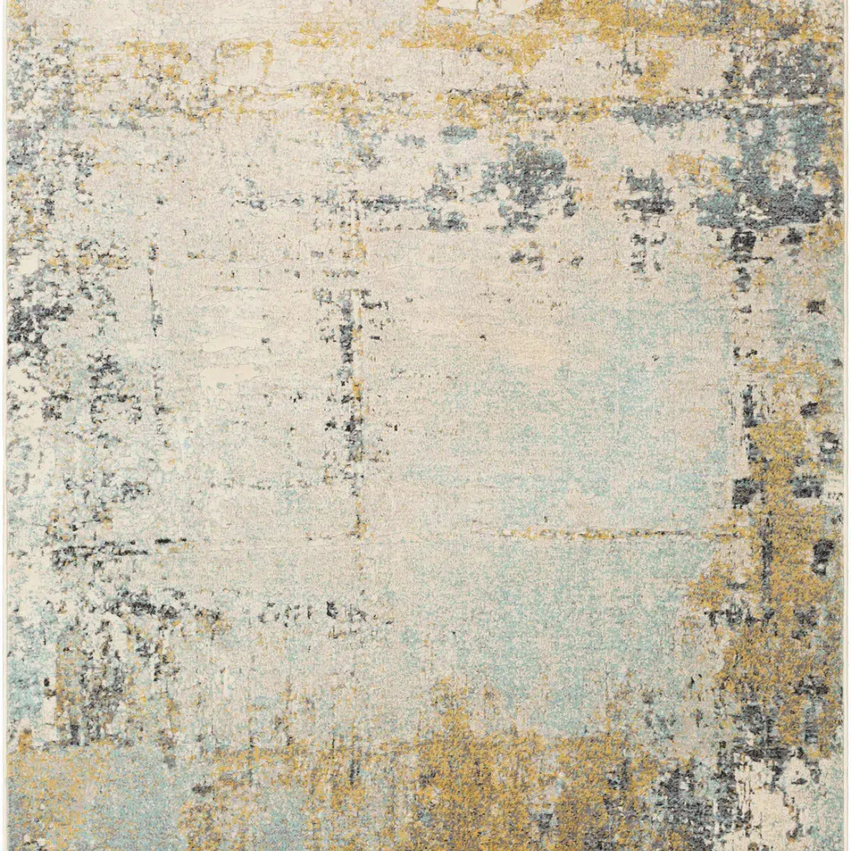 Tapis SURYA Bellatrix moderne, motif abstrait patiné beige, moutarde et bleu ciel, vue 4