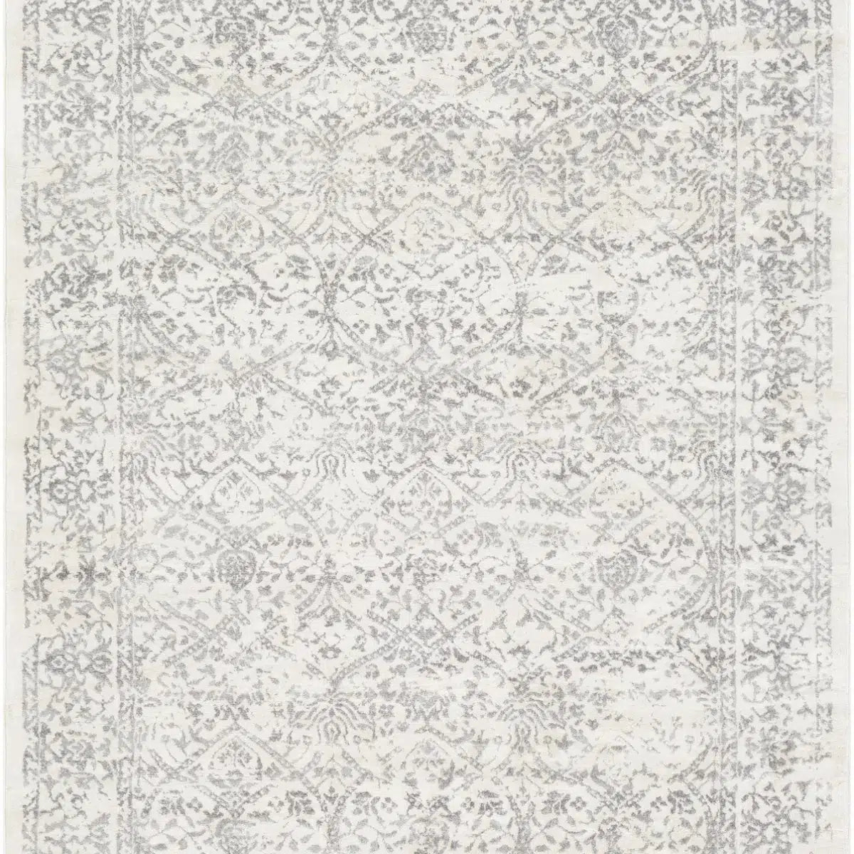 Tapis SURYA Margaux oriental vintage, motif d'arabesques délavées gris et anthracite sur fond blanc cassé, vue 5