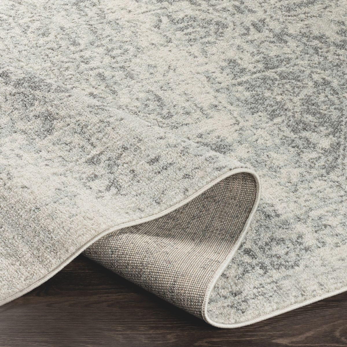 Tapis SURYA Juliette oriental, motif médaillon délavé gris et blanc, vue 5