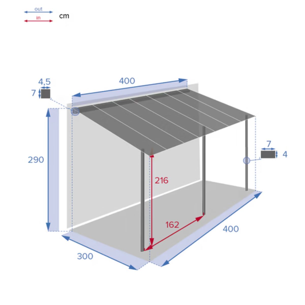 Pergola Hesperide adossée BELIZE Graphite